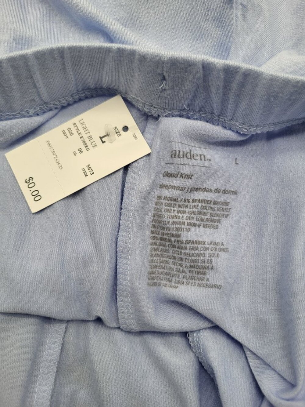 Auden Womens SZ LG Baby Blue Cloud Knit Pajama Lounge Pants Sleepwear NWT - Picture 6 of 6